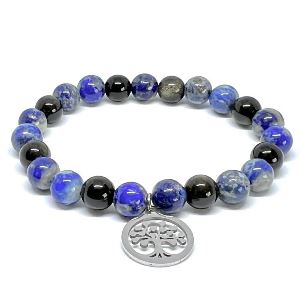 Minerální náramek obsidián, lapis lazuli - ZÁMĚR